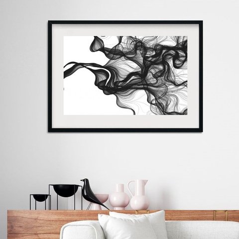 Quadro Horizontal Minimalista Chumbo - 60x48cm:madeira Branca