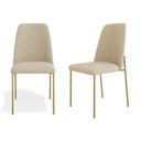Ver imagem 1 de Kit 02 Cadeiras Sala de Jantar Lior com Encosto Estofado Base Dourada Linho Bege - Abmaza