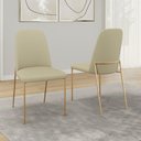 Ver imagem 2 de Kit 02 Cadeiras Sala de Jantar Lior com Encosto Estofado Base Dourada Linho Bege - Abmaza