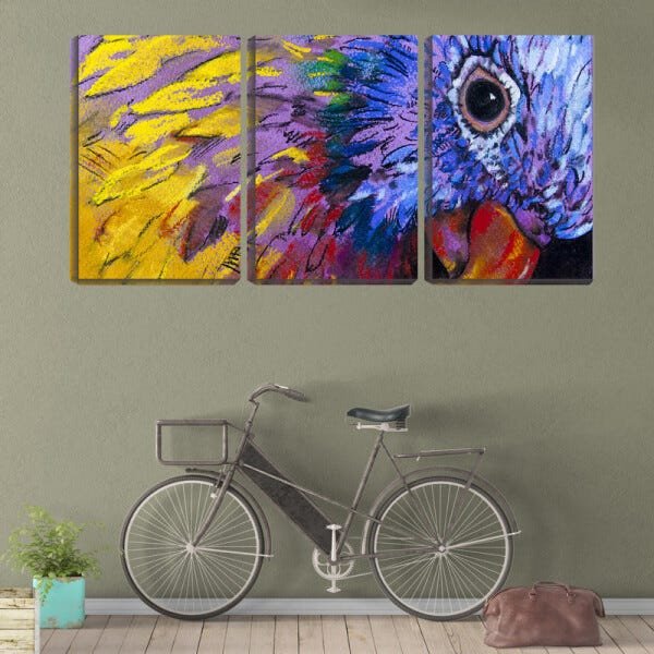 Quadro Decorativo 30x66 arte papagaio colorido desenho - 2