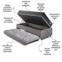 Ver imagem 5 de Bicama Box Baú Solteiro 88x188x42 Courino Linho Cinza com Colchão Adapto Molas Ensacadas Ecoflex