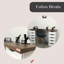 Ver imagem 7 de Escrivaninha Mesa Escritório Minimalista com Due 10 Gavetas 136cm Nogal e Branco Artany