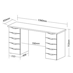 Escrivaninha Mesa Escritório Minimalista com Due 10 Gavetas 136cm Nogal E Branco - 10