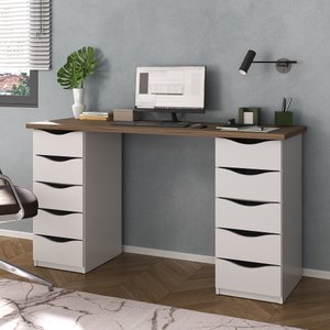 Escrivaninha Mesa Escritório Minimalista com 10 gavetas Due