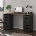 Ver imagem 1 de Escrivaninha Mesa Escritório Minimalista com Due 10 Gavetas 136cm Nogal e Preto Artany