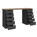 Ver imagem 3 de Escrivaninha Mesa Escritório Minimalista com Due 10 Gavetas 136cm Nogal e Preto Artany