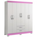 Ver imagem 6 de Guarda-roupa Casal Estelar 6 Portas 2 Gavetas Branco New/rosa - Pnr Móveis
