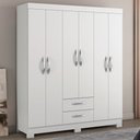 Ver imagem 1 de Guarda-roupa Casal Estelar 6 Portas 2 Gavetas Branco New/rosa - Pnr Móveis
