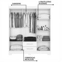 Ver imagem 3 de Guarda-roupa Casal Estelar 6 Portas 2 Gavetas Branco New/rosa - Pnr Móveis