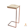 Mesa de Apoio Lateral para Sofá Anny Base em Metal Cobre Tampo Off White - 4