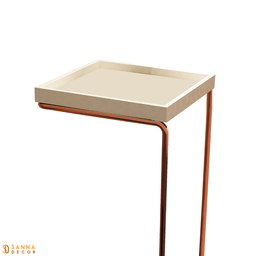 Mesa de Apoio Lateral para Sofá Anny Base em Metal Cobre Tampo Off White - 3