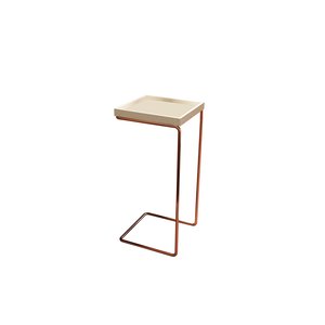 Mesa de Apoio Lateral para Sofá Anny Base em Metal Cobre Tampo Off White