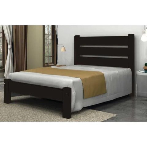 Cama Queen Size Maiorca de Madeira Maciça Angelim Pedra/Tauari - Tabaco
