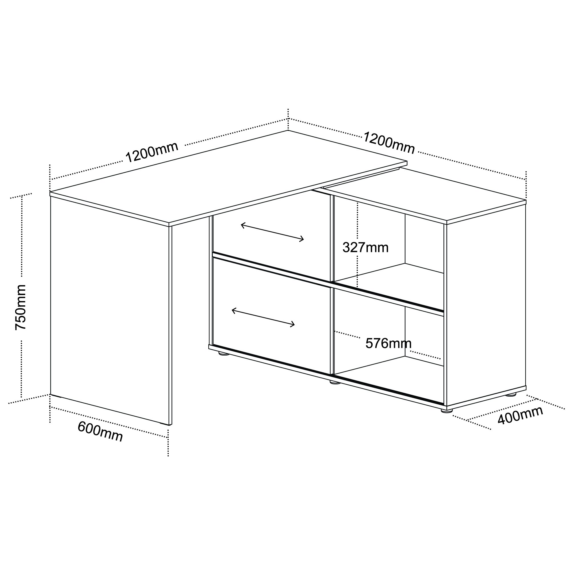 Escrivaninha Ergonômica em L com 2 portas de correr Mingle - 8