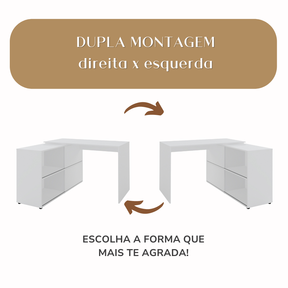 Escrivaninha Ergonômica em L com 2 portas de correr Mingle - 4