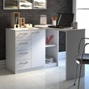 Ver imagem 1 de Escrivaninha Mesa Escritório Minimalista em L com 1 Armário e com Ótimo Espaço de Armazenamento Loga