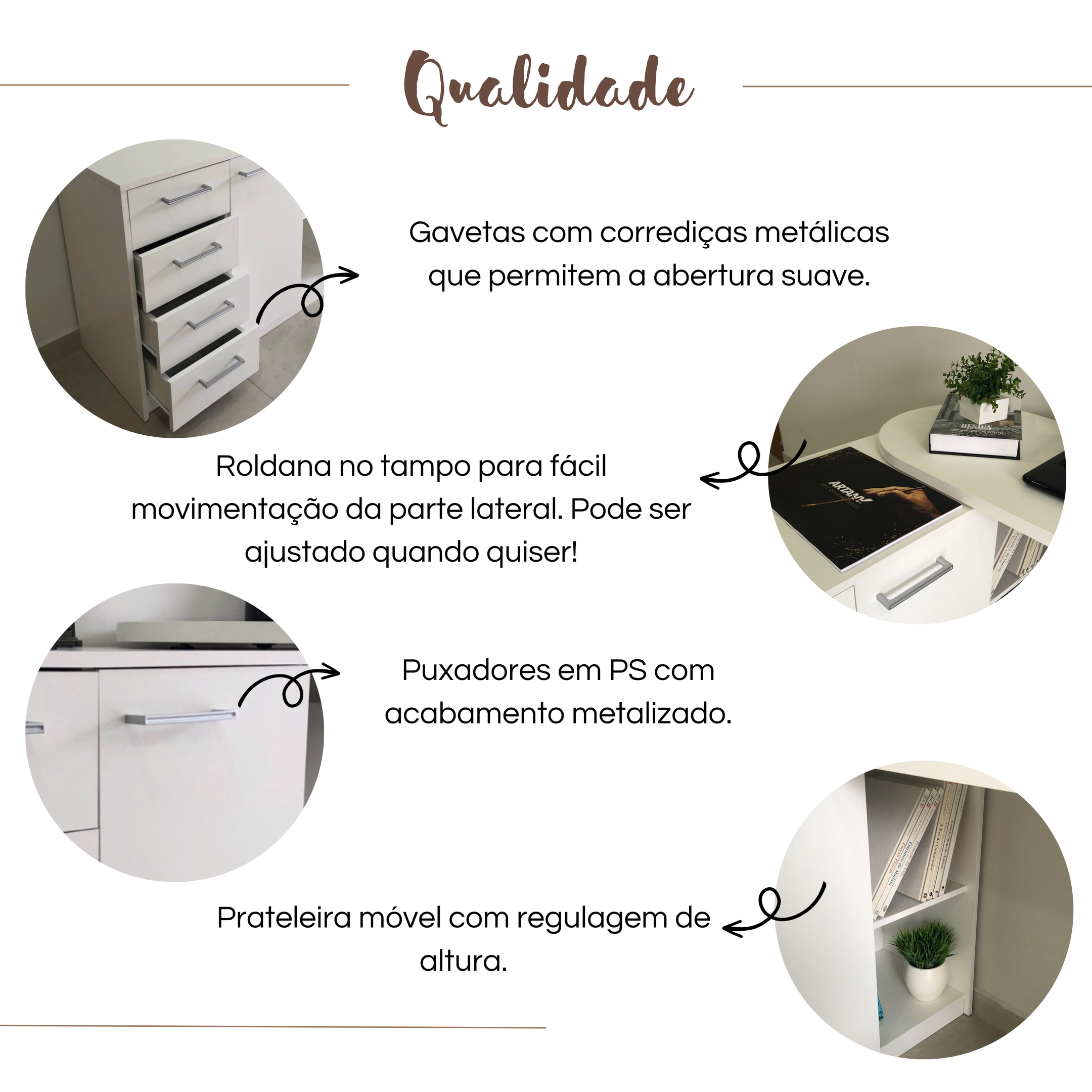 Escrivaninha Minimalista em L com 1 armário e 4 gavetas com ótimo espaço de armazenamento Logan - 13