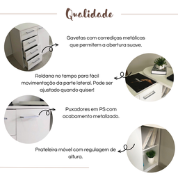Escrivaninha Minimalista em L com 1 armário e 4 gavetas com ótimo espaço de armazenamento Logan - 13
