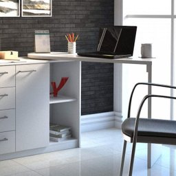 Escrivaninha Minimalista em L com 1 armário e 4 gavetas com ótimo espaço de armazenamento Logan - 5
