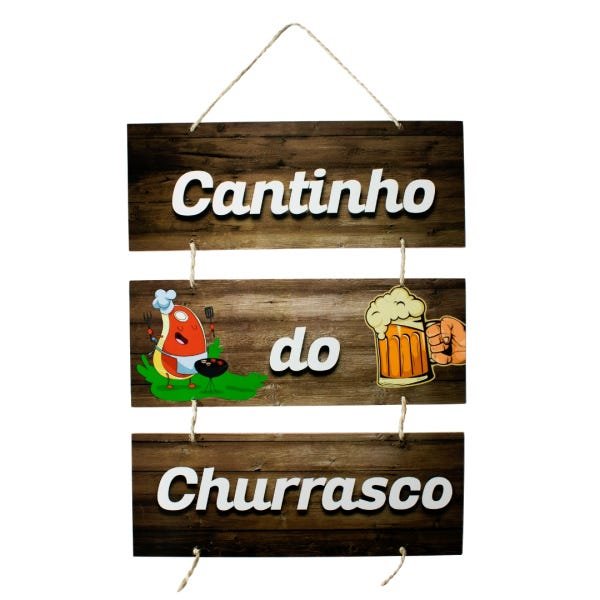 Placa Decorativa Frases Churrasco Com Corda 70x40 Cm - 1