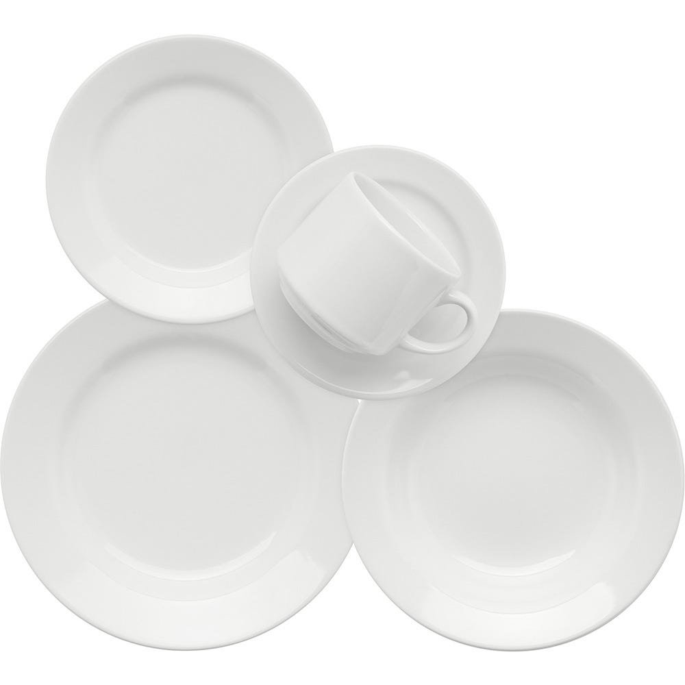 Aparelho de Jantar e Chá 20 Peças Cerâmica Donna Branco - Biona - 1
