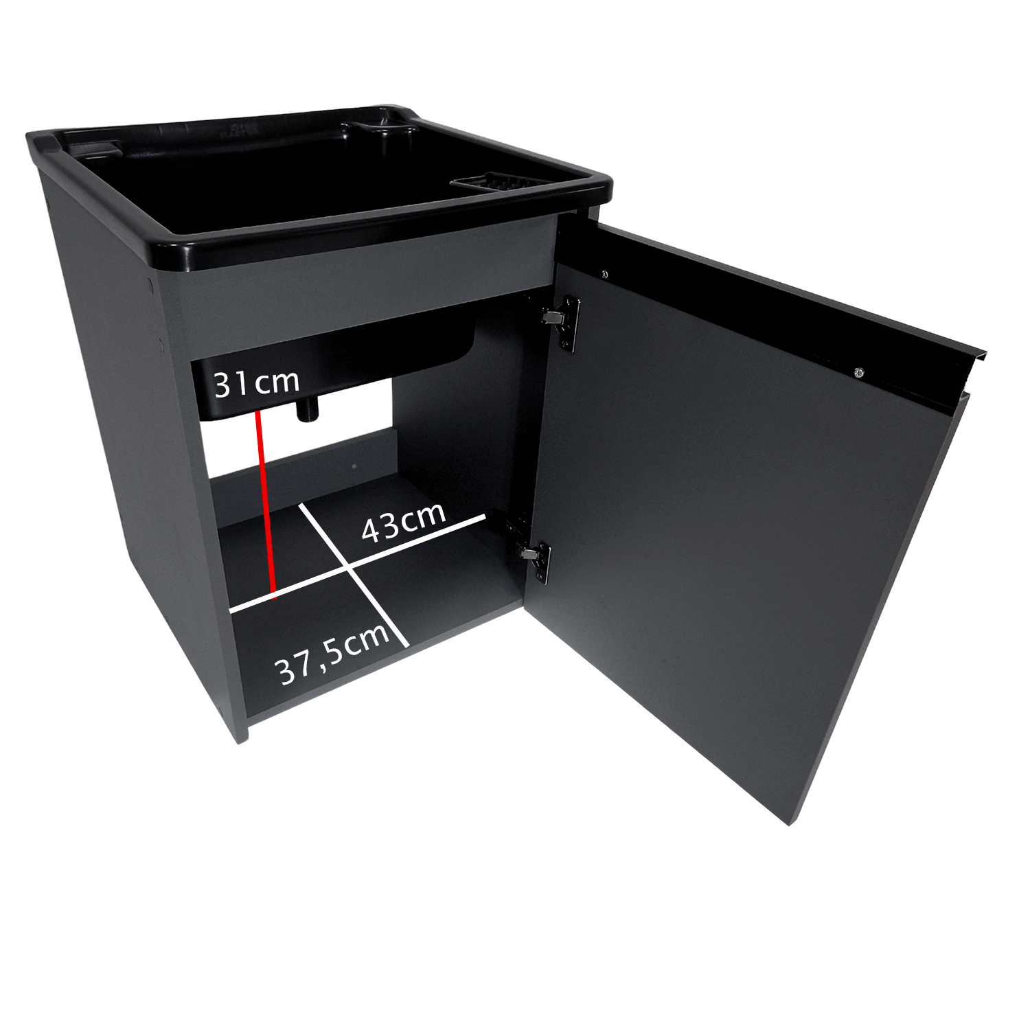 Tanque Lavanderia 26l Gabinete Mdf Chumbo Suspenso Suporte Torneira de Bancada - 5