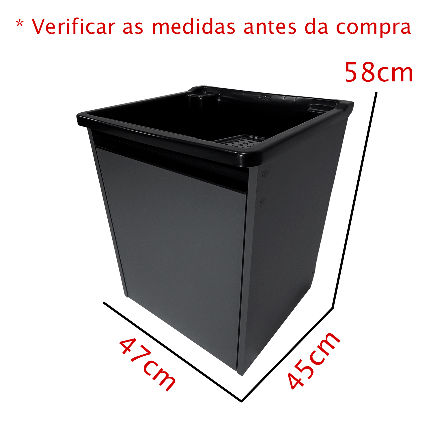 Tanque Lavanderia 26l Gabinete Mdf Chumbo Suspenso Suporte Torneira de Bancada - 3