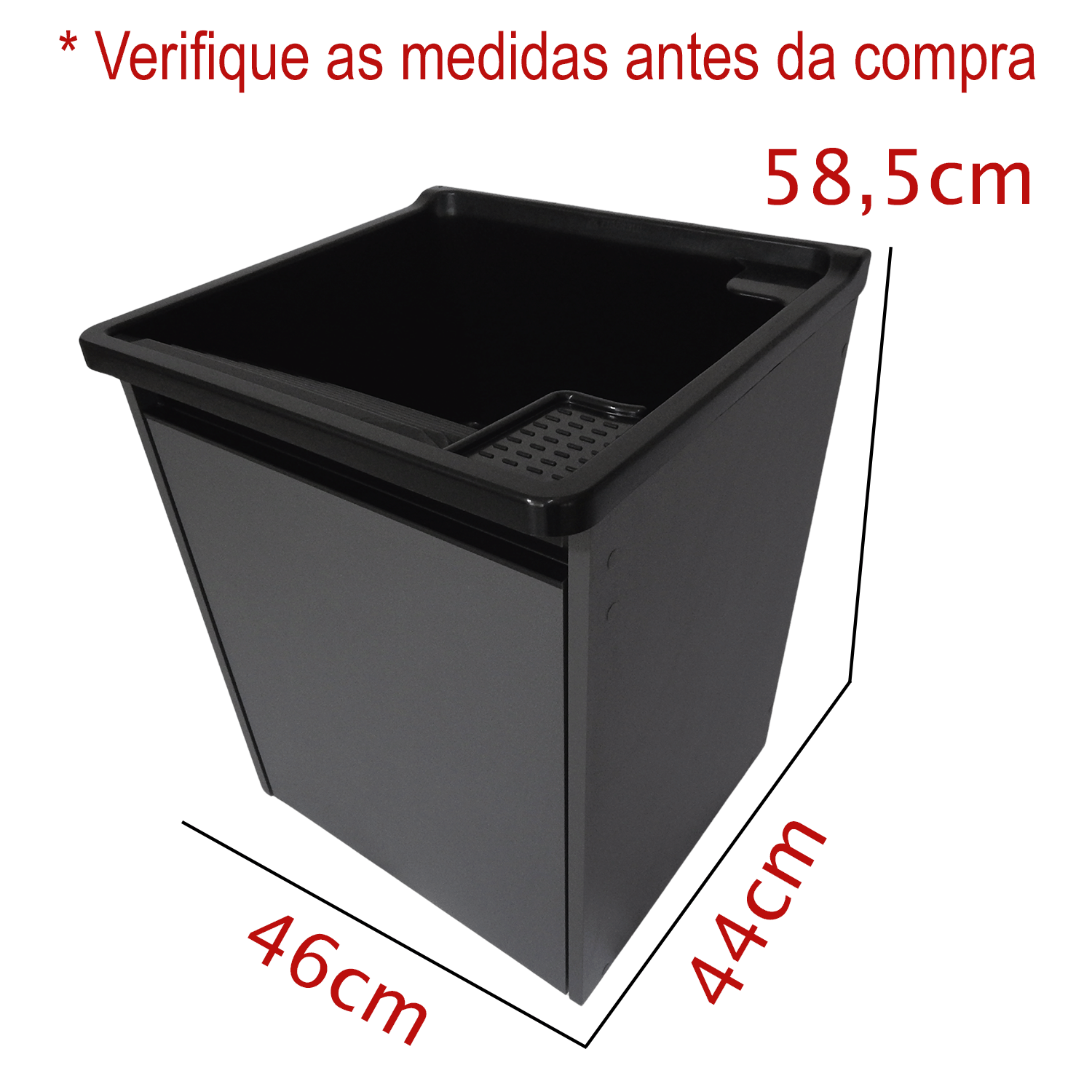 Tanque Lavanderia 26l Gabinete Mdf Chumbo Suspenso Suporte Torneira de Bancada - 3