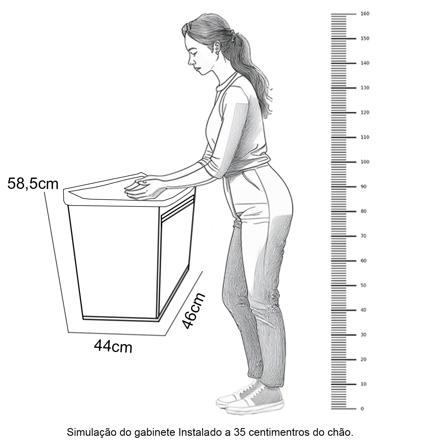 Tanque Lavanderia 26l Gabinete Mdf Chumbo Suspenso Suporte Torneira de Bancada - 8