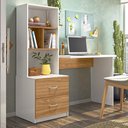 Ver imagem 1 de Escrivaninha Cristal 2 Gavetas 4 Nichos Branco/nature - Peternella Móveis