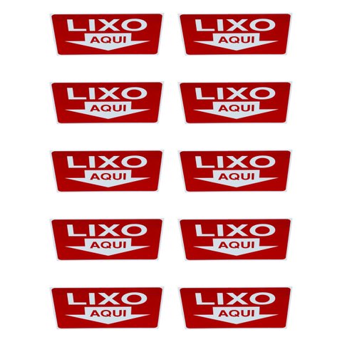 Kit 10 Placa Sinalização Lixo Aqui 15x20 Cm Vermelha Aviso