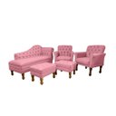 Ver imagem 1 de Kit Divâ Luiza 1.40 + 2 Poltronas Suelen + 2 Puff Retrô Luiz Xv Decorativo