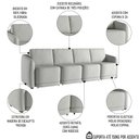 Ver imagem 3 de Sofá Cama Casal para Sala 396cm Polska K04 Linho Cinza - Mpozenato