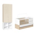 Ver imagem 2 de Conjunto Quarto Bebê Berço Multifuncional Auri, Guarda Roupa Curió Casatema MadeiraOriginals Branco