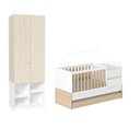 Ver imagem 2 de Conjunto Quarto Bebê Berço Multifuncional Auri, Guarda Roupa Curió Casatema MadeiraOriginals Branco