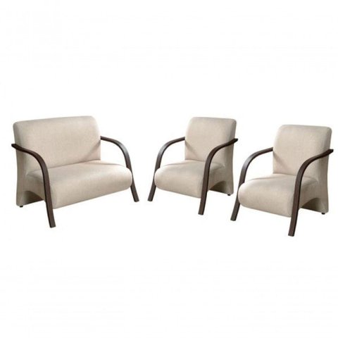 Conjunto Poltronas Vênus Braço Madeira D Salla Bege