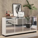 Ver imagem 1 de Aparador Buffet com Espelho Multimóveis Vegas com 4 Portas Fg3560 Branco/preto