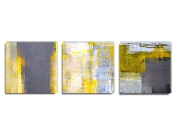 Trio de quadros decorativos Petit Slim Yellow Abstract 130x40 - 1