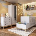 Ver imagem 1 de Kit Quarto Bebê Completo com Berço Americano Linha Favo de Mel Branco Fm034 Completa Móveis