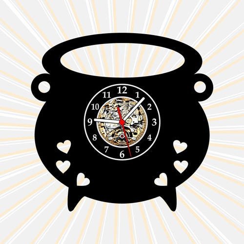 Caldeirão Mágico Relógio De Parede Disco De Vinil Cozinha - 1