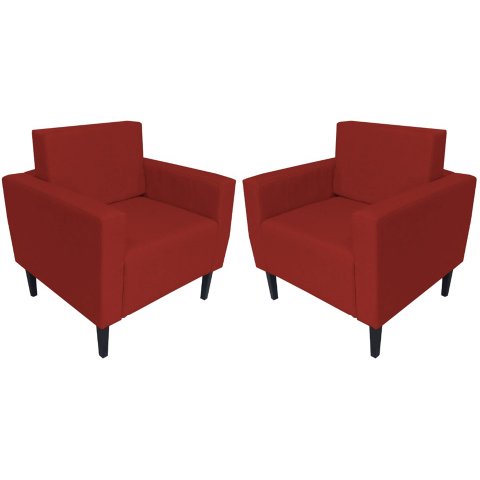 Kit 2 Poltronas Decorativa Leticia Slim Suede Vermelho Pés Madeira Mz Decor