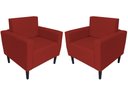 Ver imagem 1 de Kit 2 Poltronas Decorativa Leticia Slim Suede Vermelho Pés Madeira Mz Decor