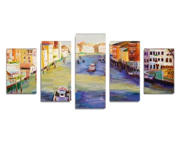 Conjunto de 5 quadros decorativos Rivière 135x60cm - 1