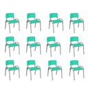 Ver imagem 1 de Kit 12 Cadeira Iso Infantil Creche, Base Cinza Verde Água