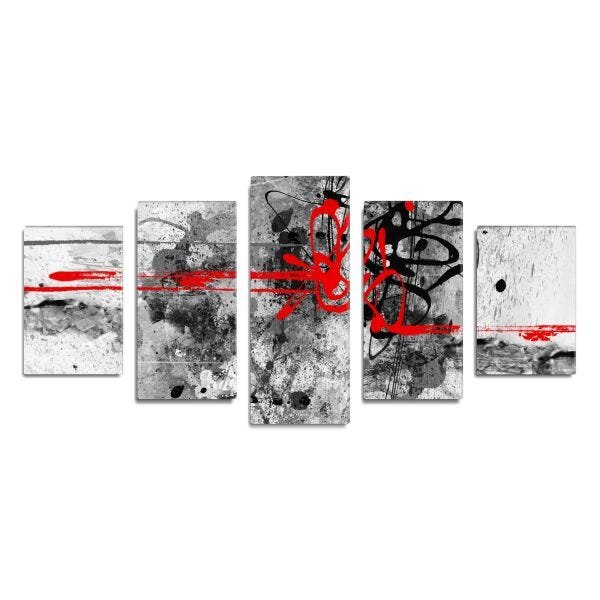 Conjunto de 5 quadros decorativos Slim Scarlet 135x60cm - 1