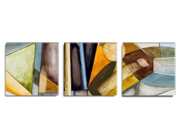 Trio de quadros decorativos Petit Slim Contemporary Abstract 130x40 - 1