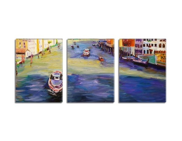 Trio de quadros decorativos Rivière Pequeno 95x40cm - 1