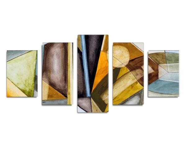 Conjunto de 5 quadros decorativos Slim Contemporary Abstract 135x60cm - 1