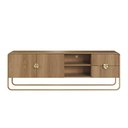 Ver imagem 2 de Rack Sala Orgânico 180cm 2 Portas 2 Gavetas e Pés em Metal Cor:hanover com Dourado