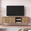 Ver imagem 1 de Rack Sala Orgânico 180cm 2 Portas 2 Gavetas e Pés em Metal Cor:hanover com Dourado